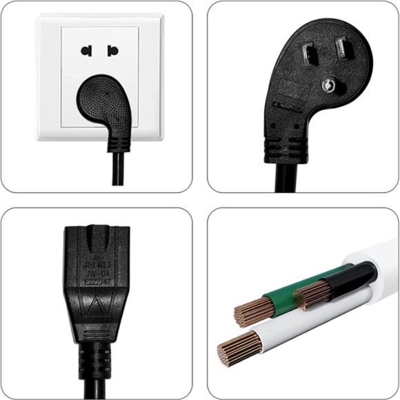 10 Ft Flat Plug Extension Cord, 16 AWG 3 Prong Grounded  Extension Cable - Picture 3 of 6